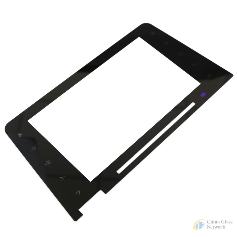 Customized 10inch Black Printed Glass Etched Anti-Glare Cover Glass for Car Navigation