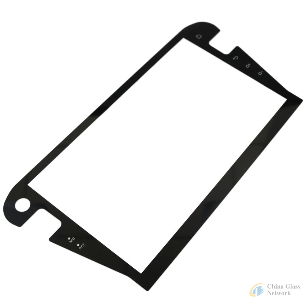 Customized 10inch Black Printed Glass Etched Anti-Glare Cover Glass for Car Navigation