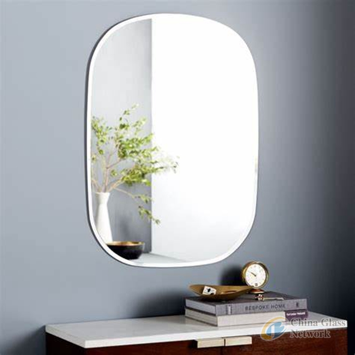 Home Decoration Frameless Wall Mounted Clear Rectangle Oval Round Shape Bathroom Beveled Beveling Mirror