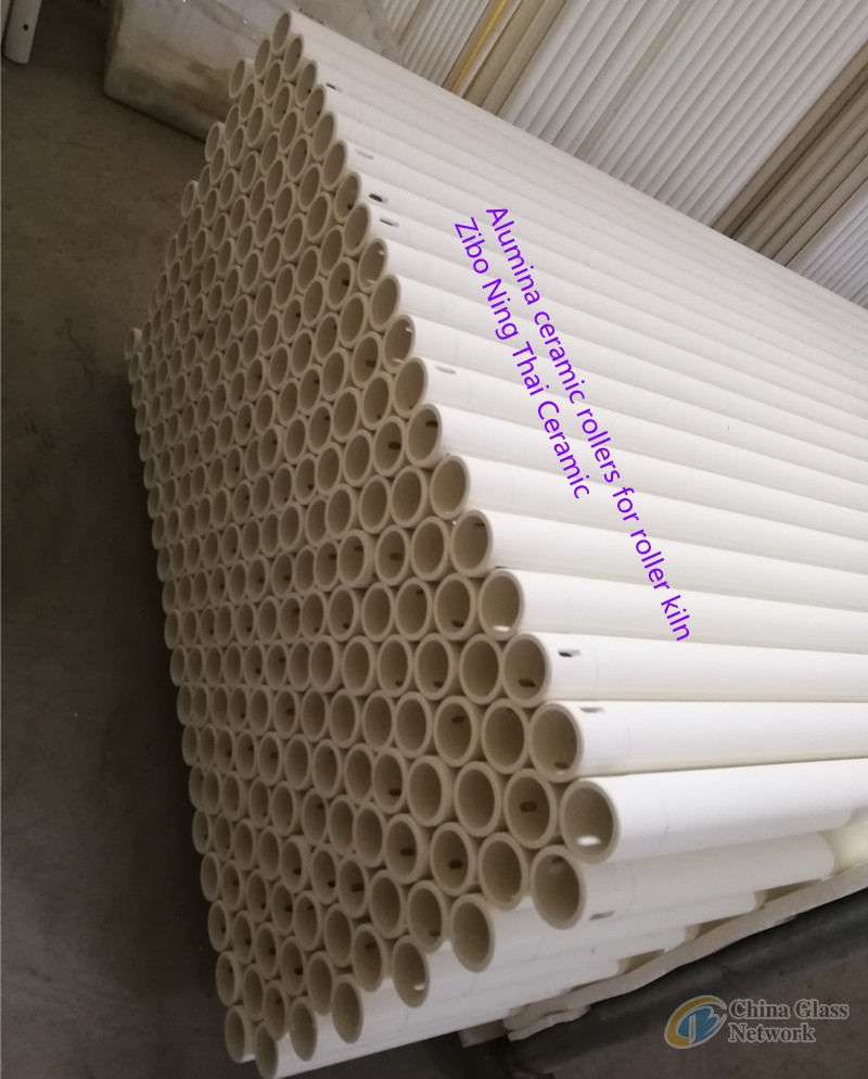 High Temperature Alumina Ceramic Rollers Used In Electric Heating Zone of Glass Tempering Furnace