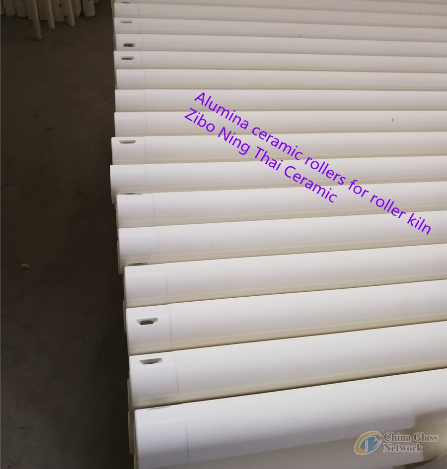 High Temperature Alumina Ceramic Rollers Used In Electric Heating Zone of Glass Tempering Furnace