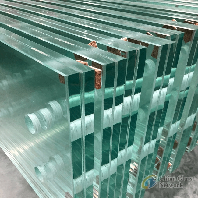 Jinghu China Factory 6.38mm, 10.76mm  Safety Building Pattern Laminated Glass Fabric Silk Tempered Laminated Glass