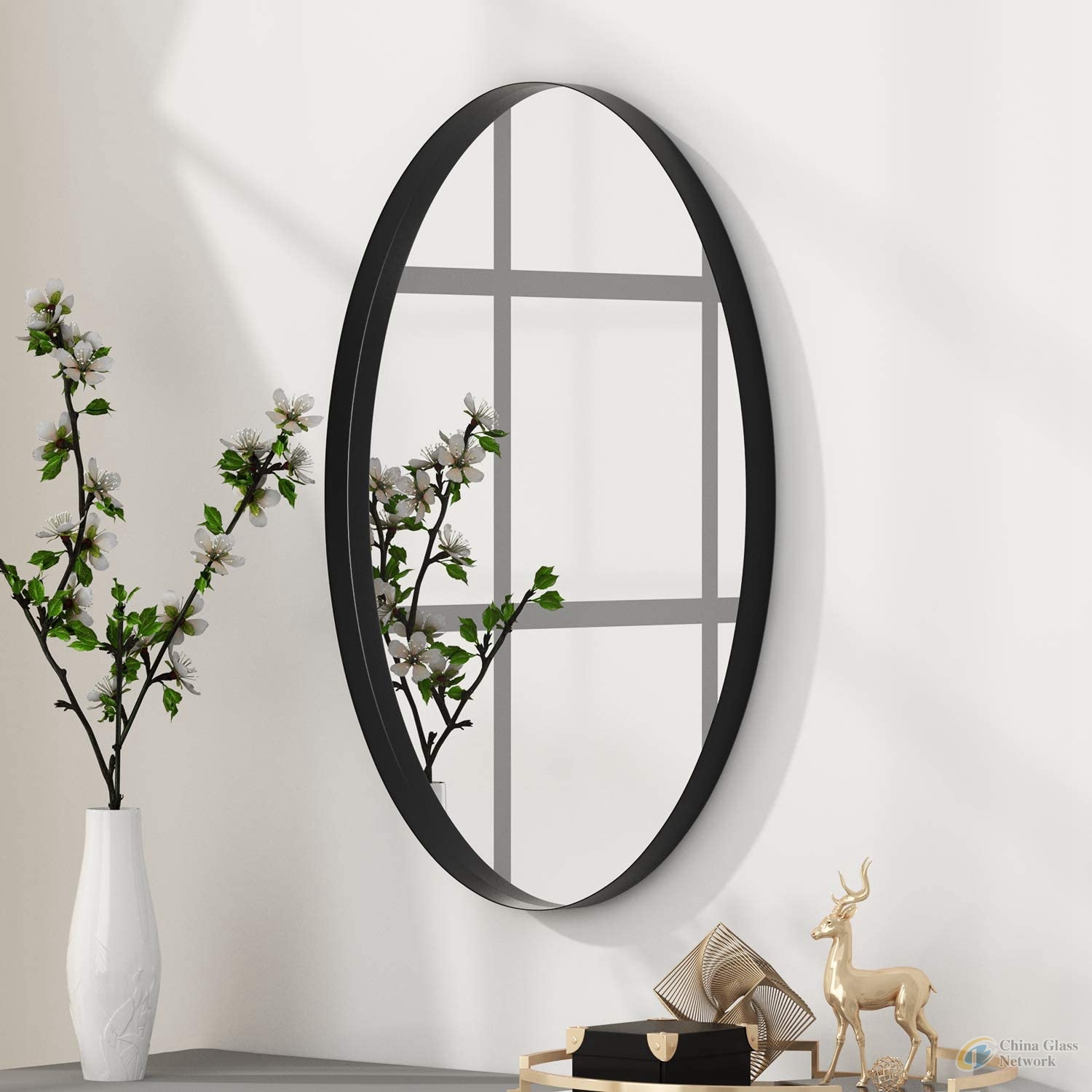 Large designer round wall hanging decorative  metal frame mirror for living room