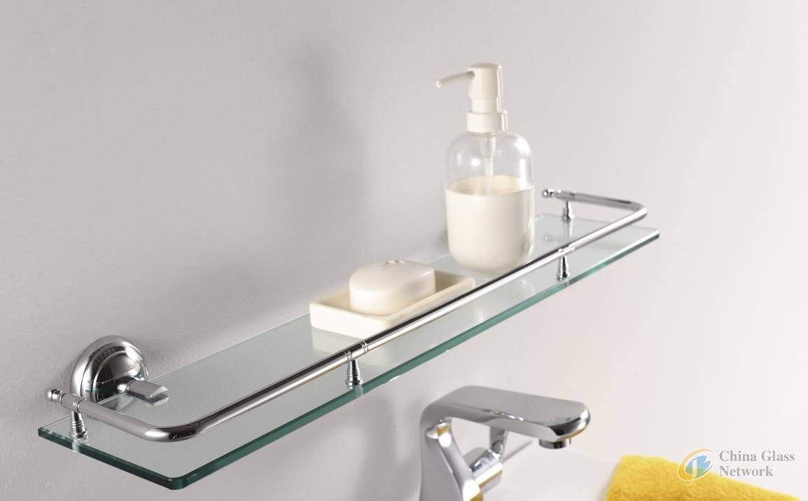 Glass Shelf Bathroom Storage Organizer Shelf with 6mm-Thick Tempered Glass Rustproof