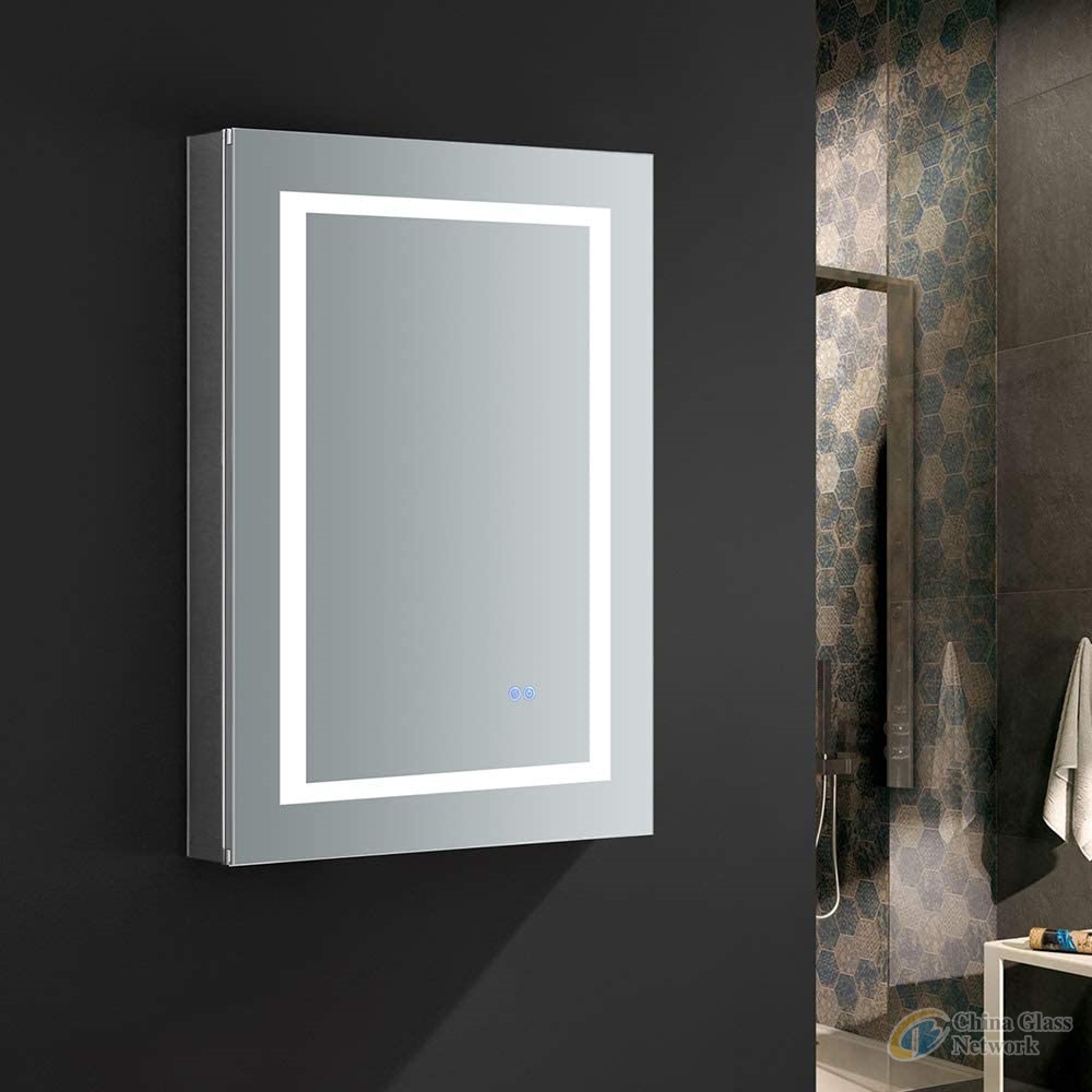 American Style LED Mirror Cabinet for Home Hotel Decoration  single Wall Mounted Mirror Cabinet with Touch Sensor