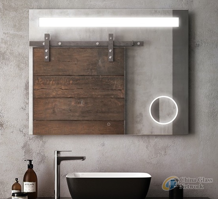 Modern Wall Mounted Vanity rectangle  Mirror With led light and magnifier For Bathroom