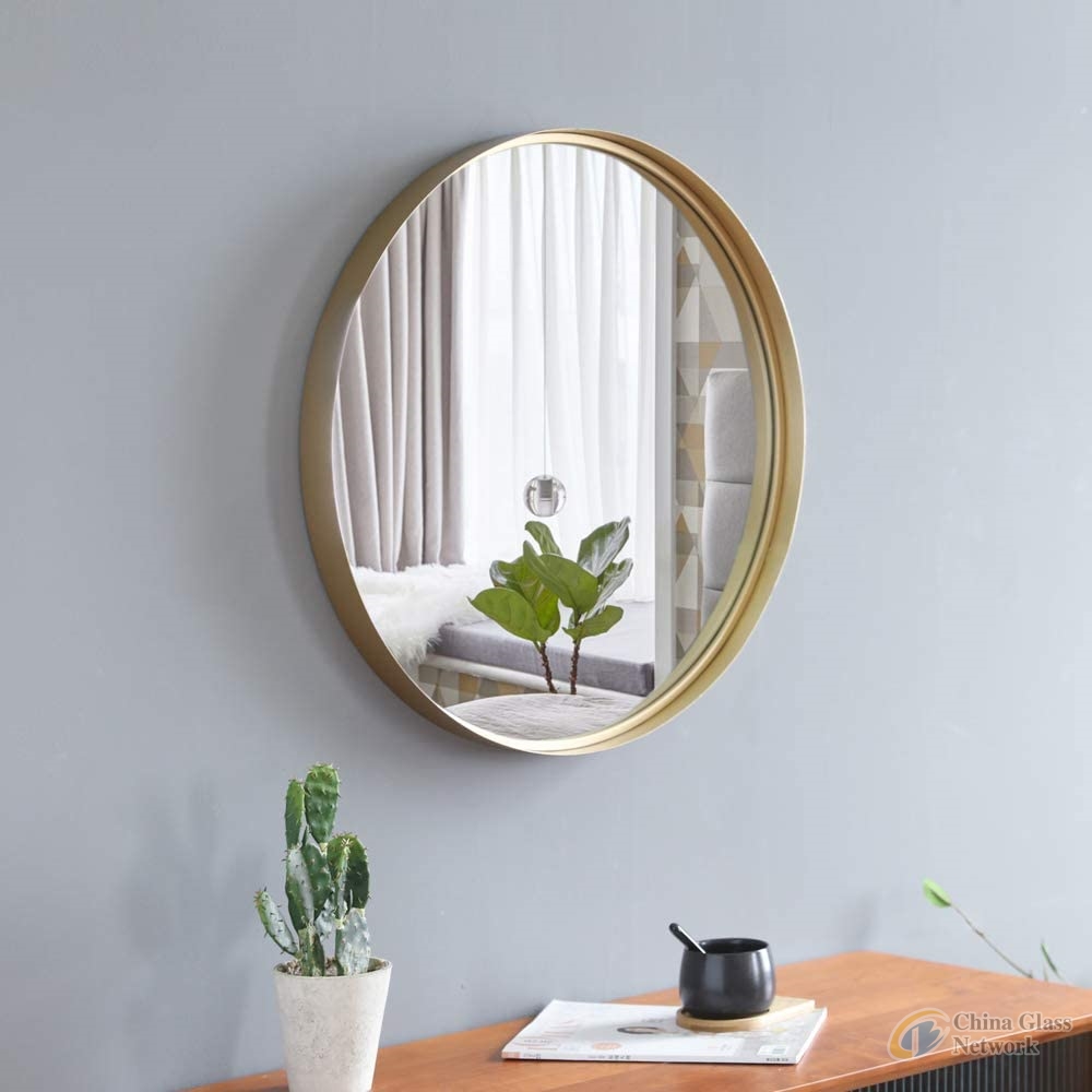 Wall Mounted Deep Metal Frame Mirror  Round Shape Bathroom Mirror