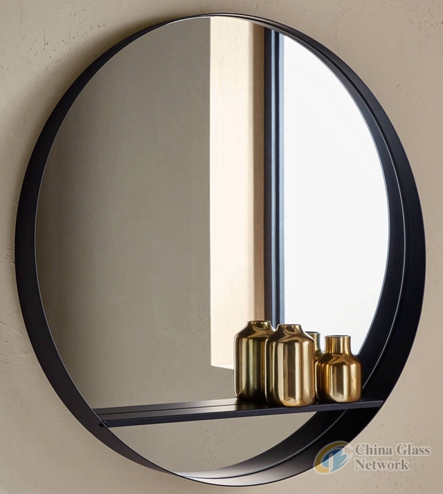 Wall Mounted Deep Metal Frame Mirror  Round Shape Bathroom Mirror