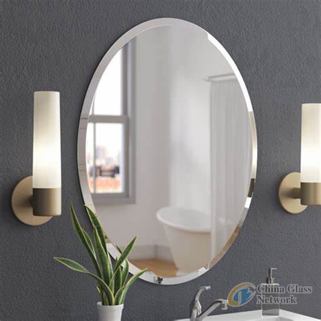 Jinghu China Factory Hot Sales Silver Mirror Beauty Hair Salon Oval Bathroom Wall Mirror with Beveled Edge