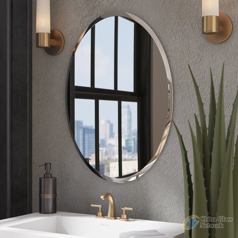 Rectgular Round Shape Bathroom Beveled Edge Decorative DIY Hot Sale Shower Mirror with hangers