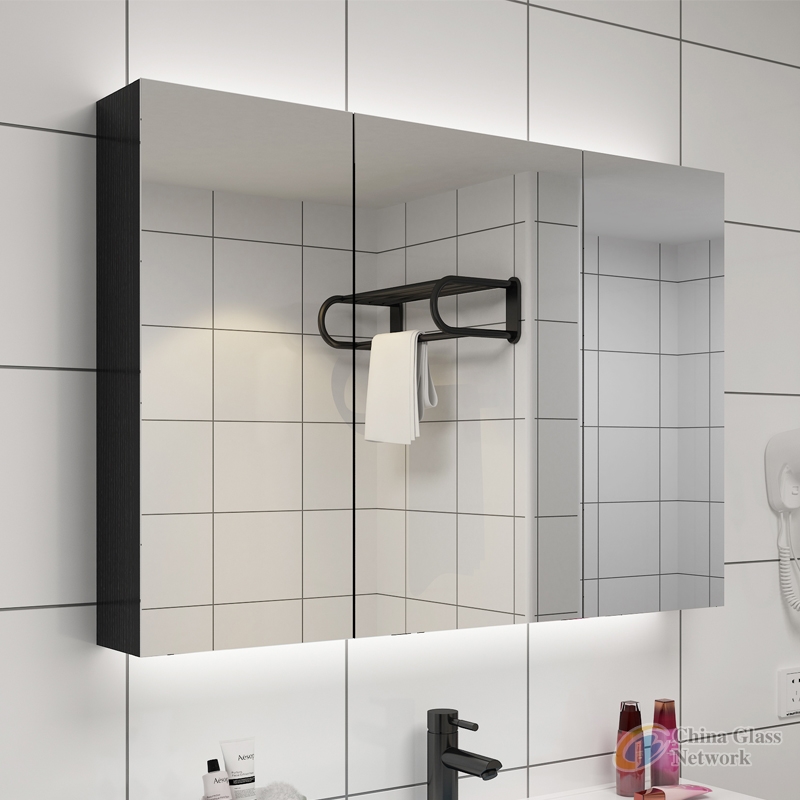 Aluminum structure Single double mirror cabinet inside mirror frost edge for luxury sanitary ware