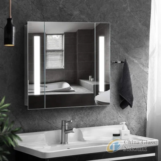 Aluminum Bathroom Medicine Cabinet with Framless Double Mirror Door Recess or Surface Mount