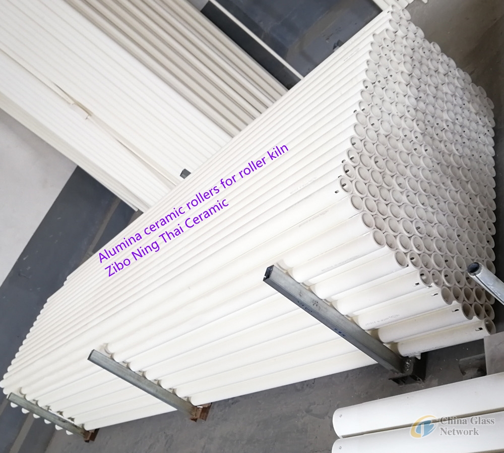 High Temperature Alumina Ceramic Rollers Used In Electric Heating Zone of Glass Tempering Furnace