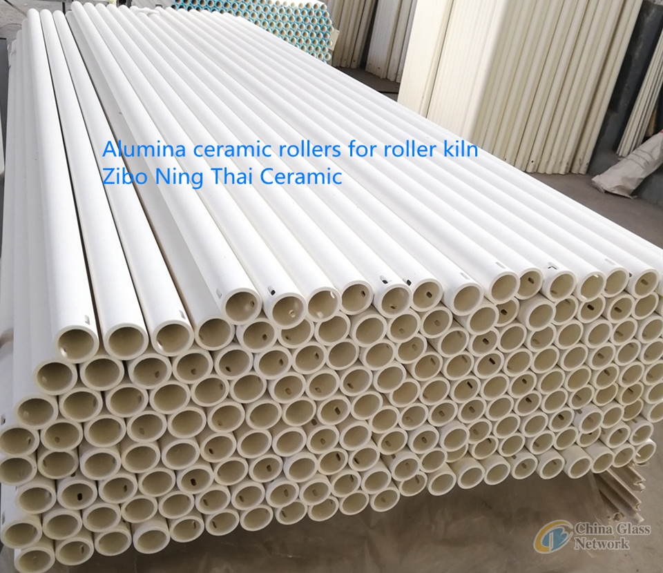 High Temperature Alumina Ceramic Rollers Used In Electric Heating Zone of Glass Tempering Furnace