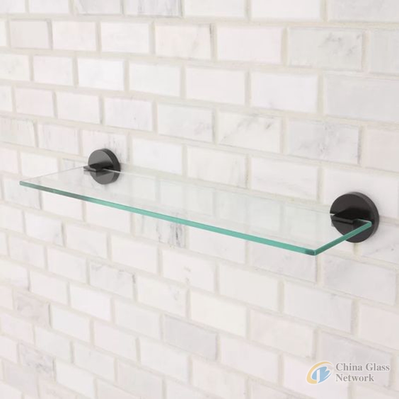 5mm, 8mm, 10mm Bathroom Wall surface mount Tempered glass shelfves