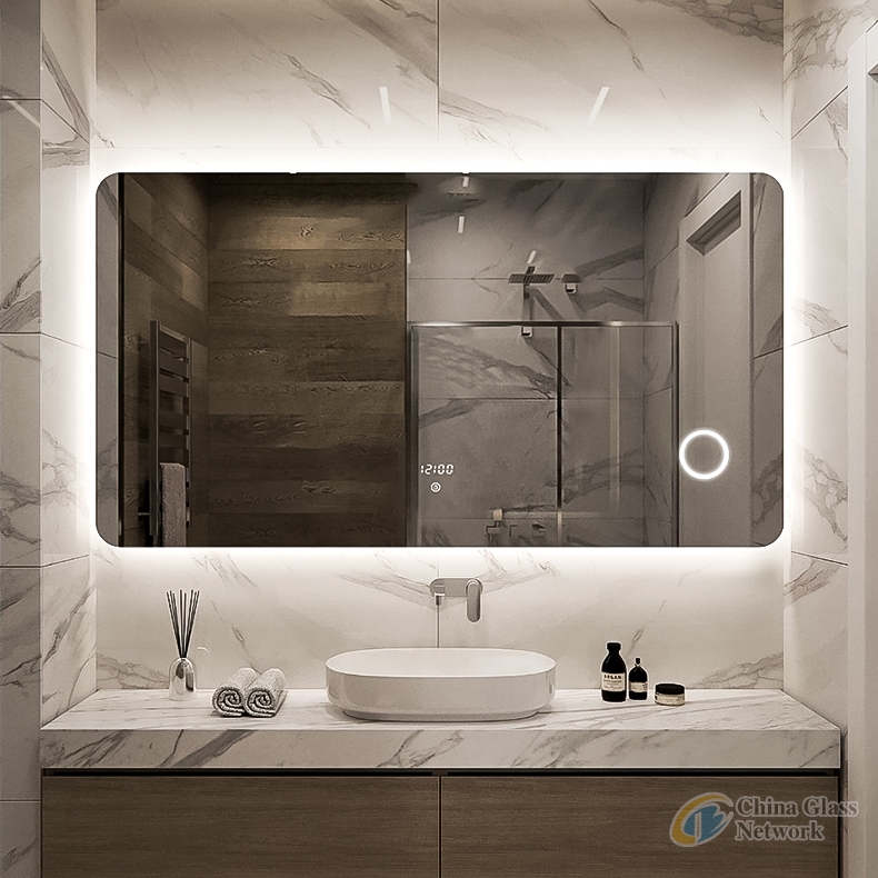 Light dressing up mirror Luxury bath furniture Rectangle illuminated Backlit Vanity Led mirror with Magnifier