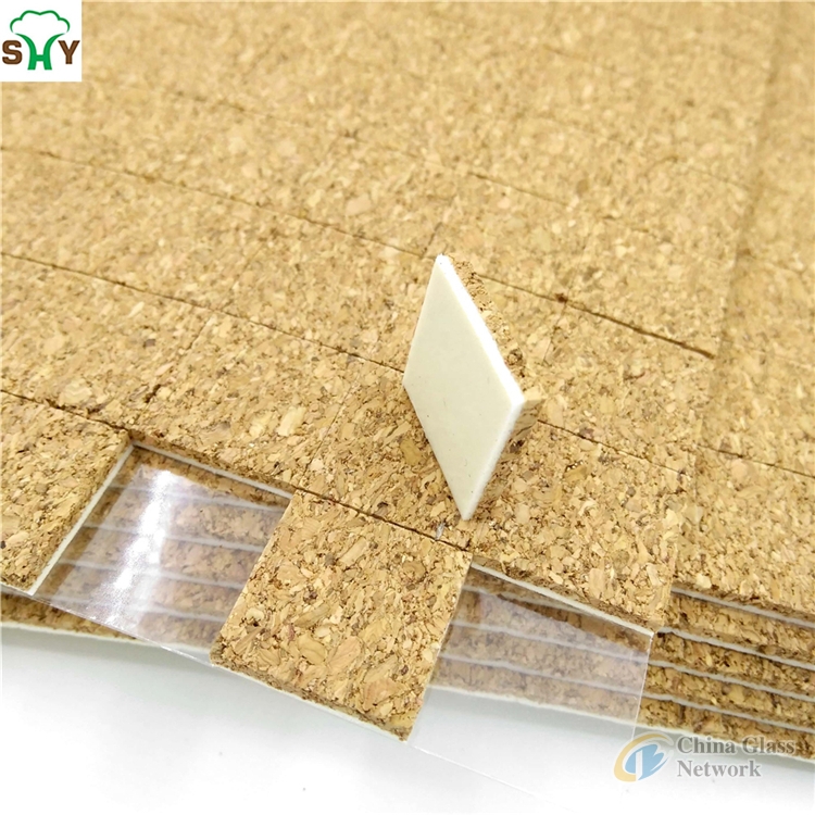 Hot-selling self-adhesive 25*25*3+1MM Cork pad with PVC foam for Glass shipping and packing