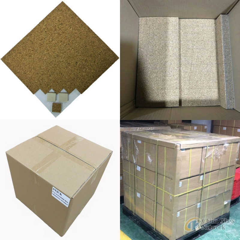 Hot-selling self-adhesive 25*25*3+1MM Cork pad with PVC foam for Glass shipping and packing