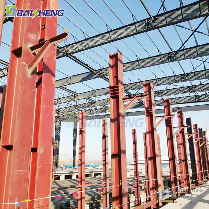 Supporting system of glass melting furnace Glass container production line Fabrication of steel structure