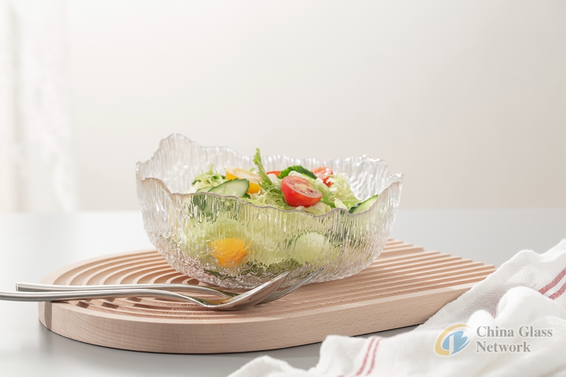 Irregular Crystal Clear Glass Serving Bowls 32 oz Extra Large Salad Mixing Bowl