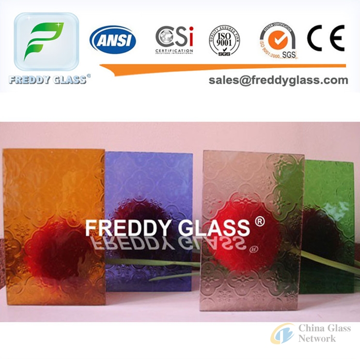 color and transparent pattern glass with customized size 