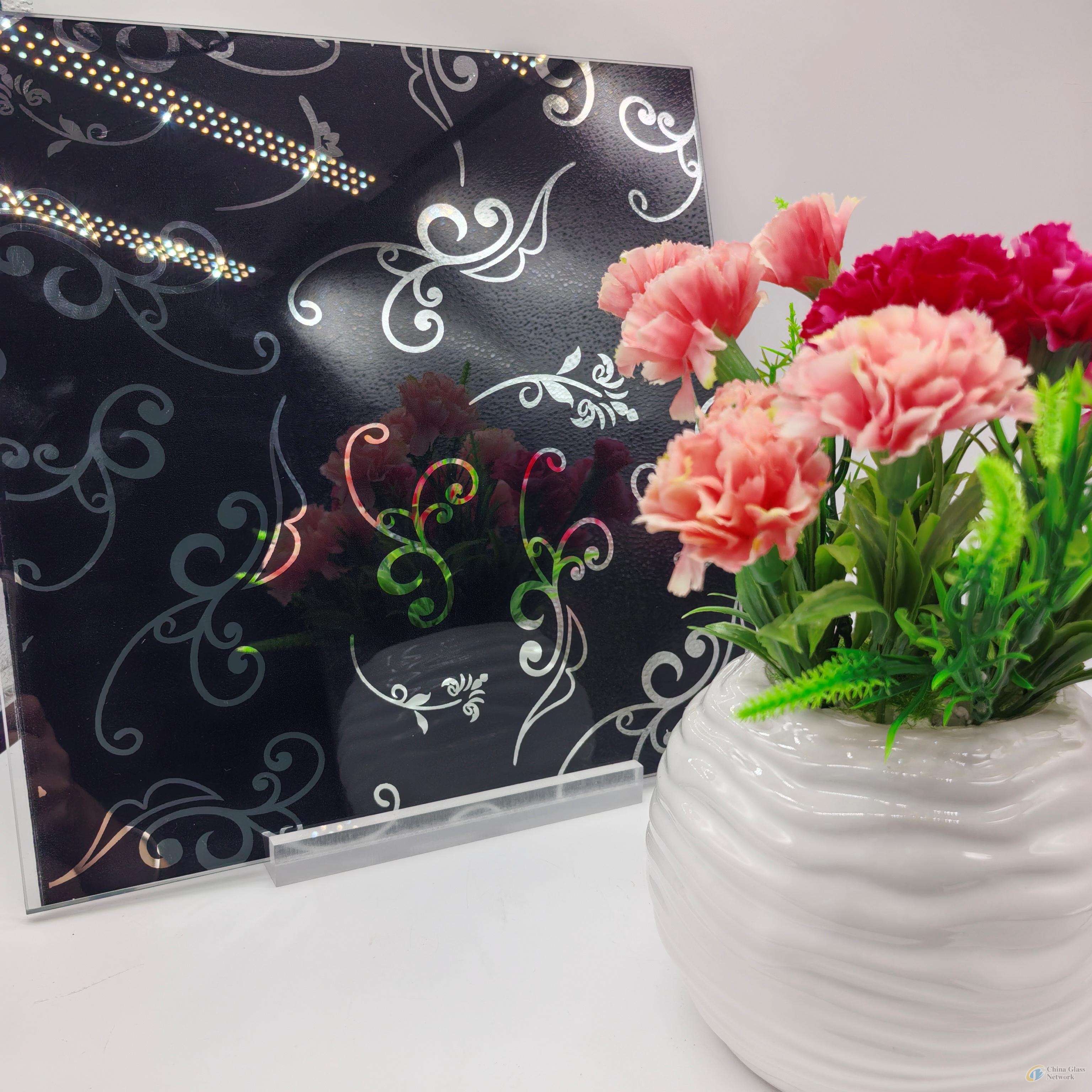 3/4/5/5.5/6/8/10/15mm Black Art Patterned Glass for Doors/Windows/Partition Wall/Cabinet