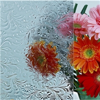 Hibiscus Floral Flor clear patterned building glass price China chine