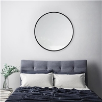 Black Wall Round Mirror Modern Brushed Metal Frame Circle Wall-Mounted Decorative Mirror for Bedroom, Vanity Washrooms, Living Room and Entryway