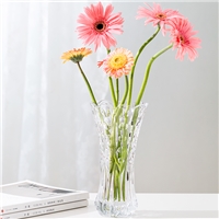 9.75 Inch Embossed Crystal Glass Vases Shock Resistant For Home Decoration